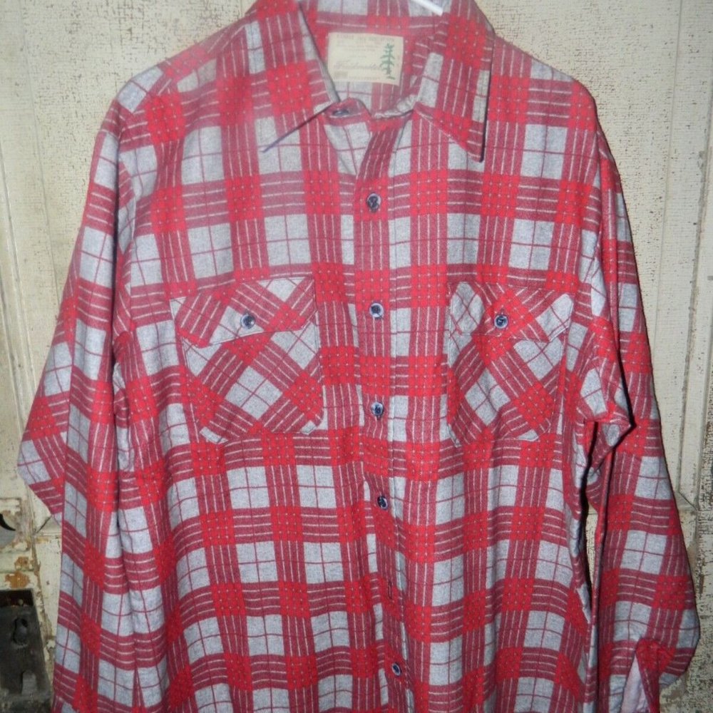 Vtg Sears FieldMaster Perma-Prest Flannel Shirt Size XL Tall (G-13)